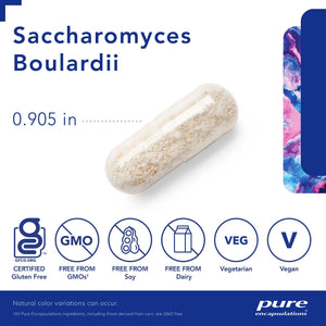 Pure Encapsulations, Saccharomyces Boulardii 60's — Capsule size and certifications