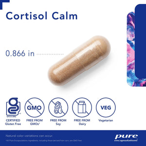 Pure Encapsulations, Cortisol Calm — Capsule size and certifications