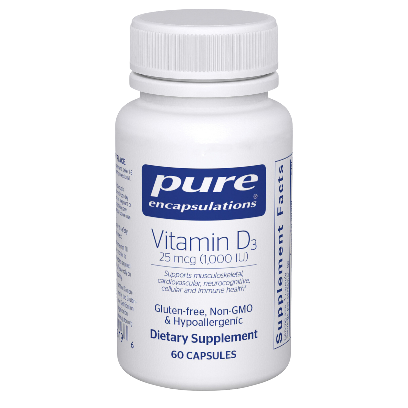 Pure Encapsulations, Vitamin D3 25 mcg (1,000 IU) 60 capsules