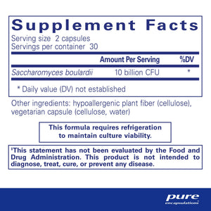 Pure Encapsulations, Saccharomyces Boulardii 60's 60 — Supplement facts panel