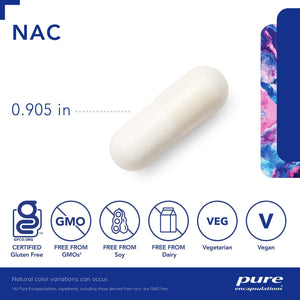 Pure Encapsulations, NAC (n-acetyl-l-cysteine) 900 mg — Capsule size and certifications