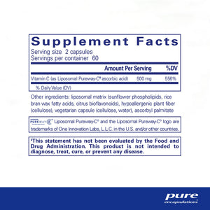 Pure Encapsulations, Liposomal Vitamin C — Supplement facts panel