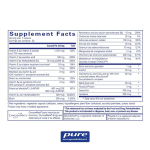 Pure Encapsulations, O.N.E.™ Multivitamin 30 — Supplement facts panel
