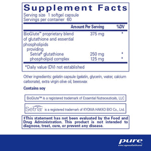Pure Encapsulations, Liposomal Glutathione — Supplement facts panel
