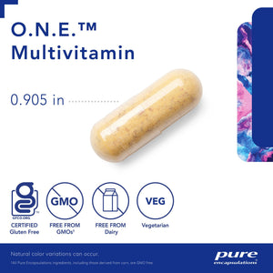 Pure Encapsulations, O.N.E.™ Multivitamin — Capsule size and certifications