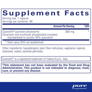 Pure Encapsulations, Quercetin UltraSorb — Supplement facts panel