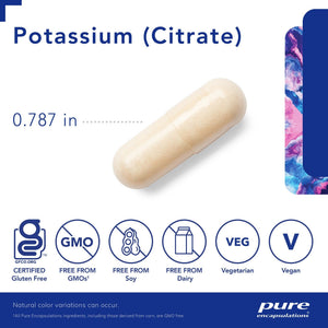 Pure Encapsulations, Potassium (citrate) — Capsule size and certifications