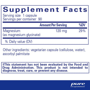 Pure Encapsulations, Magnesium Glycinate 90 — Supplement facts panel
