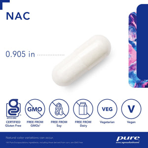 Pure Encapsulations, NAC (n-acetyl-l-cysteine) 900 mg — Capsule size and certifications