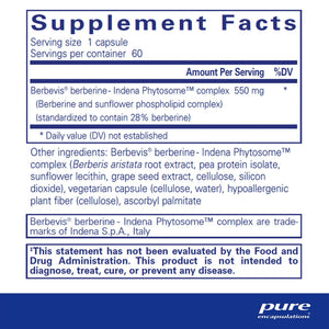 Pure Encapsulations, Berberine UltraSorb™ — Supplement facts panel